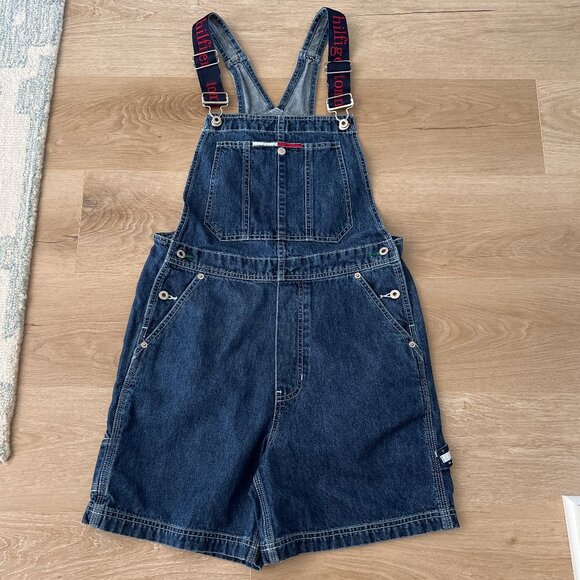 Like New Vintage Women's Tommy Hilfiger Demin Bib Overall Shorts - Size XS - Picture 1 of 11